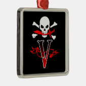 Jolly Roger V Monogram Anfangs Ornament Aus Metall (Rechts)