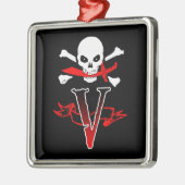 Jolly Roger V Monogram Anfangs Ornament Aus Metall (Links)