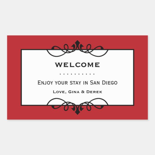 Jolly roter Schmiedeeiserrahmen aus Stadtgeschenkt Rechteckiger Aufkleber (Vorderseite)