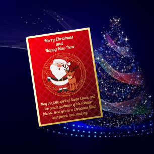 Jolly Santa and Reindeer Christmas Foil Card Folien Feiertagskarte