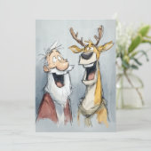 Jolly Santa and Reindeer Laugh Feiertagskarte (Stehend Vorderseite)