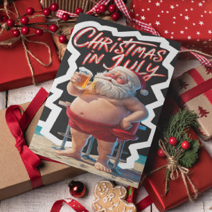 Jolly Santa Cheers mit einem Bier Postkarte