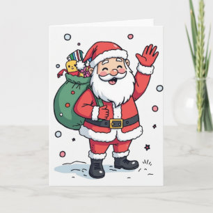 Jolly Santa Christmas Card - Blank Inside Holiday Karte
