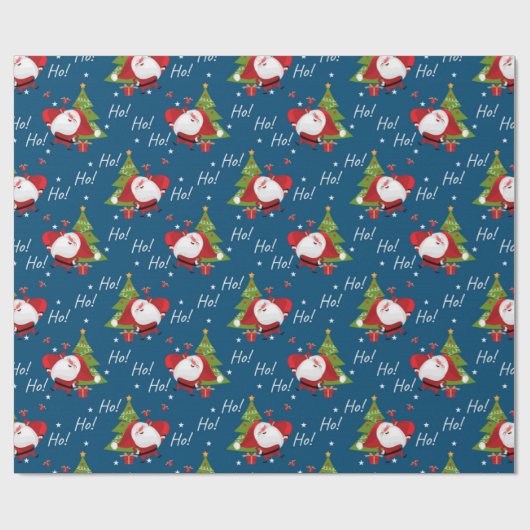 Jolly Santa Christmas Pattern Geschenkpapier (Flach)