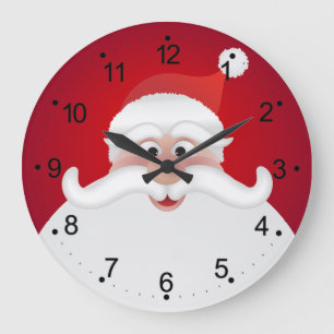 Jolly Santa Christmas Round (Large Wall Clock) Große Wanduhr