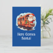 Jolly Santa Christmas Train Grußkarte Feiertagskarte (Stehend Vorderseite)