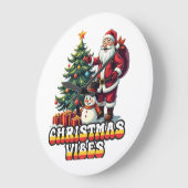 Jolly Santa Christmas Vibes Große Wanduhr (Winkel)