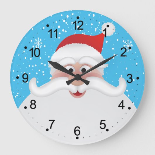 Jolly Santa Christmas Wall Clock Große Wanduhr (Vorderseite)