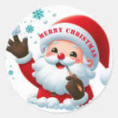 Jolly Santa Classic Round Stickers (Vorderseite)