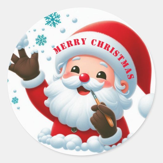 Jolly Santa Classic Round Stickers (Vorderseite)