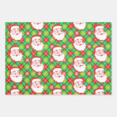 Jolly Santa Claus auf Kariert Geschenkpapier Set (Vorderseite 2)