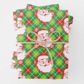 Jolly Santa Claus auf Kariert Geschenkpapier Set (Beispiel)