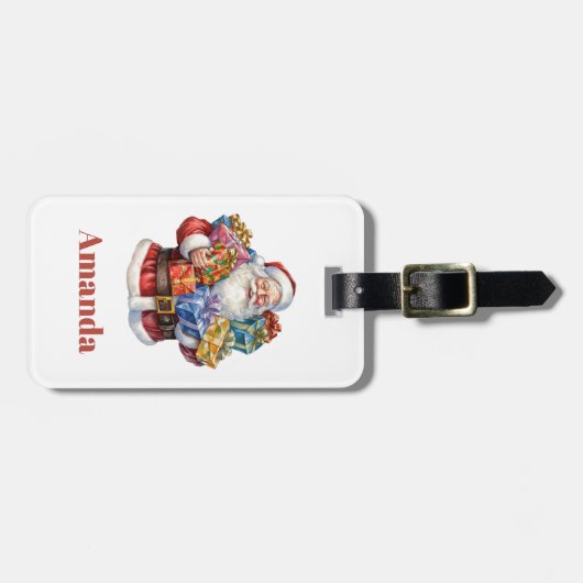 Jolly Santa Claus Classic Christmas Gepäckanhänger (Vorderseite horizontal)