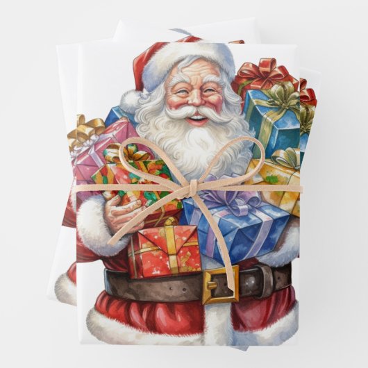 Jolly Santa Claus Classic Christmas Geschenkpapier Set (Beispiel)