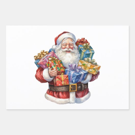 Jolly Santa Claus Classic Christmas Geschenkpapier Set (Vorderseite 3)