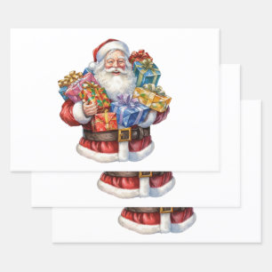 Jolly Santa Claus Classic Christmas Geschenkpapier Set