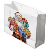 Jolly Santa Claus Classic Christmas Große Geschenktüte (Vorderseite Schrägansicht)