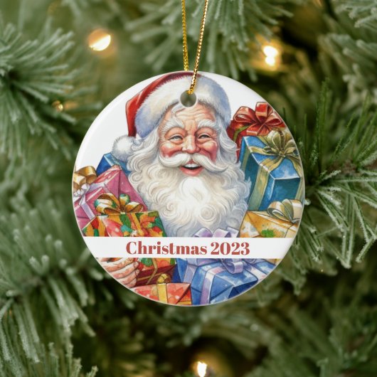 Jolly Santa Claus Classic Christmas Keramik Ornament (Baum)