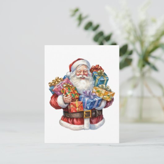 Jolly Santa Claus Classic Christmas Postkarte (Stehend Vorderseite)