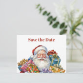 Jolly Santa Claus Classic Christmas Save the Date Einladungspostkarte (Stehend Vorderseite)