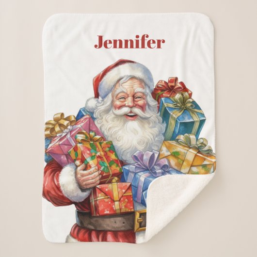 Jolly Santa Claus Classic Christmas Sherpadecke (Vorderseite)