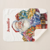 Jolly Santa Claus Classic Christmas Sherpadecke (Vorderseite (Horizontal))