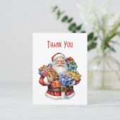Jolly Santa Claus Classic Christmas Vielen Dank Postkarte (Stehend Vorderseite)