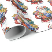 Jolly Santa Claus Classic Weihnachtsmuster Geschenkpapier (Rolleneckpunkt)