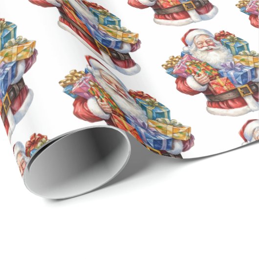 Jolly Santa Claus Classic Weihnachtsmuster Geschenkpapier (Rolleneckpunkt)