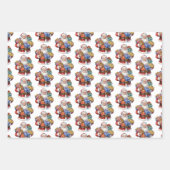 Jolly Santa Claus Classic Weihnachtsmuster Geschenkpapier Set (Vorderseite)