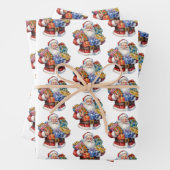 Jolly Santa Claus Classic Weihnachtsmuster Geschenkpapier Set (Beispiel)