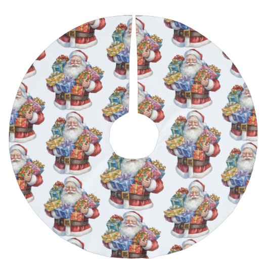 Jolly Santa Claus Classic Weihnachtsmuster Polyester Weihnachtsbaumdecke (Vorderseite)
