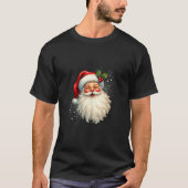 Jolly Santa Claus Face Holly Glitzern Festive Chri T-Shirt (Vorderseite)