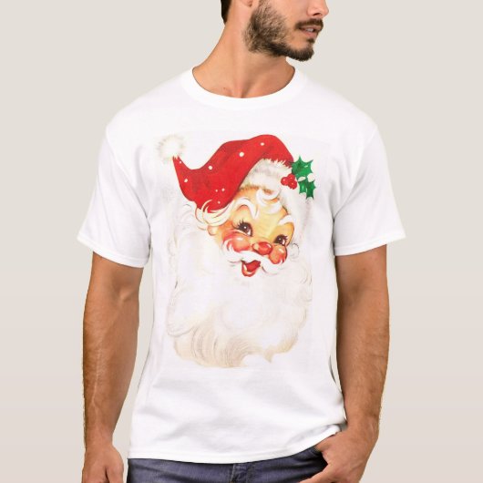 Jolly Santa Claus Hat Christmas Vintag T-Shirt (Vorderseite)
