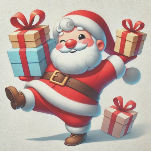 Jolly Santa Claus Holding Geschenkboxen Aufkleber (Vorderseite)
