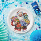 Jolly Santa Claus im traditionellen roten Anzug Pappteller (Party)