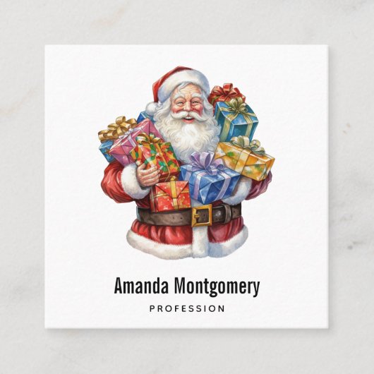 Jolly Santa Claus im traditionellen roten Anzug Quadratische Visitenkarte (Vorderseite)