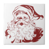 Jolly Santa Claus in Red Fun Retro Frohe Weihnacht Fliese (Vorderseite)