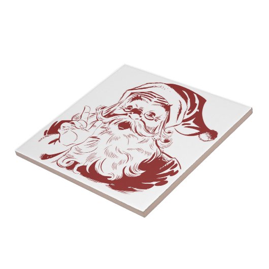 Jolly Santa Claus in Red Fun Retro Frohe Weihnacht Fliese (Seite)