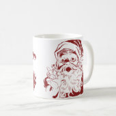 Jolly Santa Claus in Red Fun Retro Frohe Weihnacht Kaffeetasse (VorderseiteRechts)