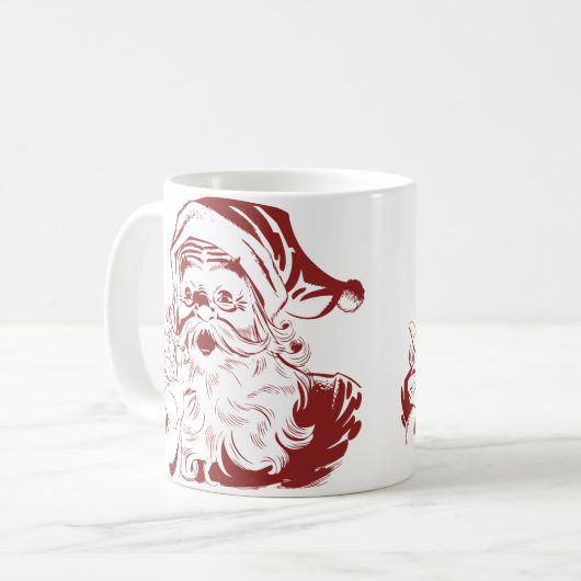 Jolly Santa Claus in Red Fun Retro Frohe Weihnacht Kaffeetasse (Vorderseite Links)