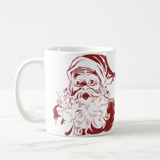 Jolly Santa Claus in Red Fun Retro Frohe Weihnacht Kaffeetasse (Links)