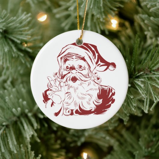 Jolly Santa Claus in Red Fun Retro Frohe Weihnacht Keramikornament (Baum)