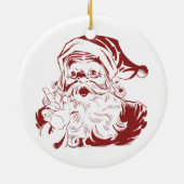 Jolly Santa Claus in Red Fun Retro Frohe Weihnacht Keramikornament (Hinten)