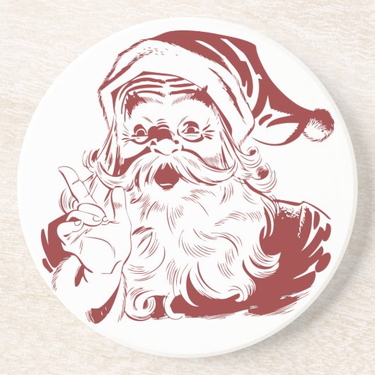 Jolly Santa Claus in Red Fun Retro Frohe Weihnacht Sandstein Untersetzer (Vorne)