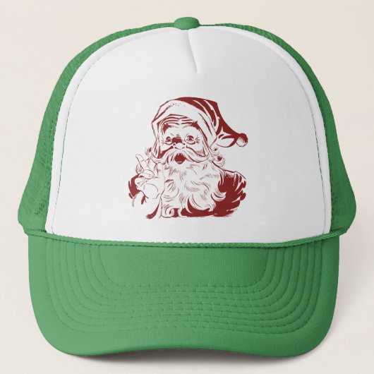 Jolly Santa Claus in Red Fun Retro Frohe Weihnacht Truckerkappe (Vorderseite)