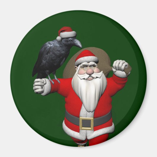 Jolly Santa Claus Lieben Black Ravens Magnet (Vorne)