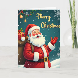 Jolly Santa Claus Merry Christmas Greeting Card Feiertagskarte