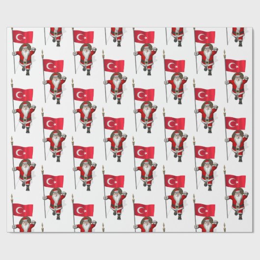 Jolly Santa Claus mit der Flagge der Türkei Geschenkpapier (Flach)