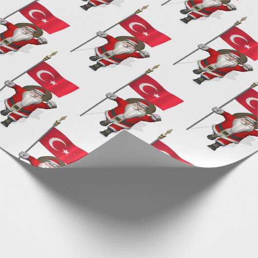 Jolly Santa Claus mit der Flagge der Türkei Geschenkpapier (Ecke)